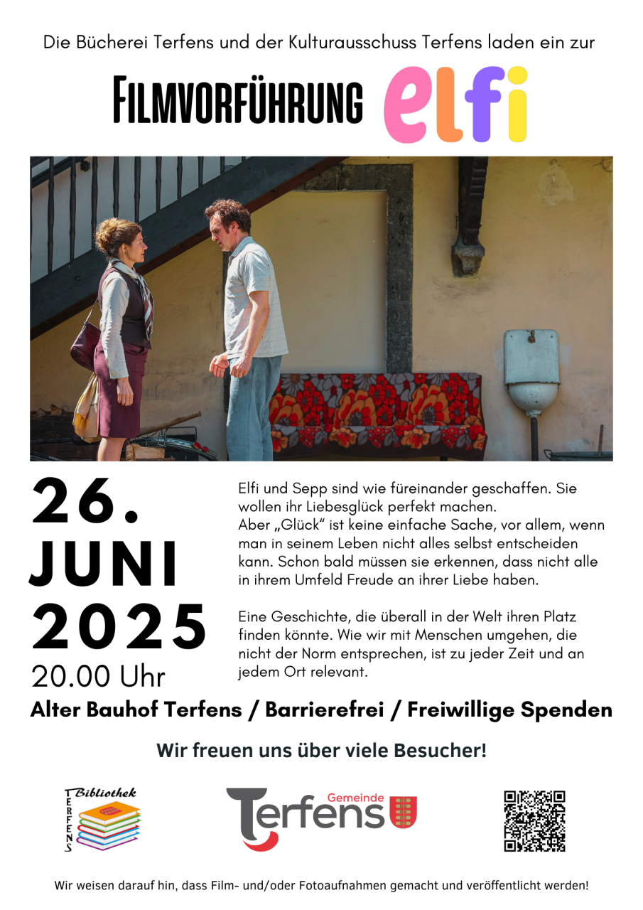 Plakat mit genauerer Info zur Filmvorführung "elfi"
